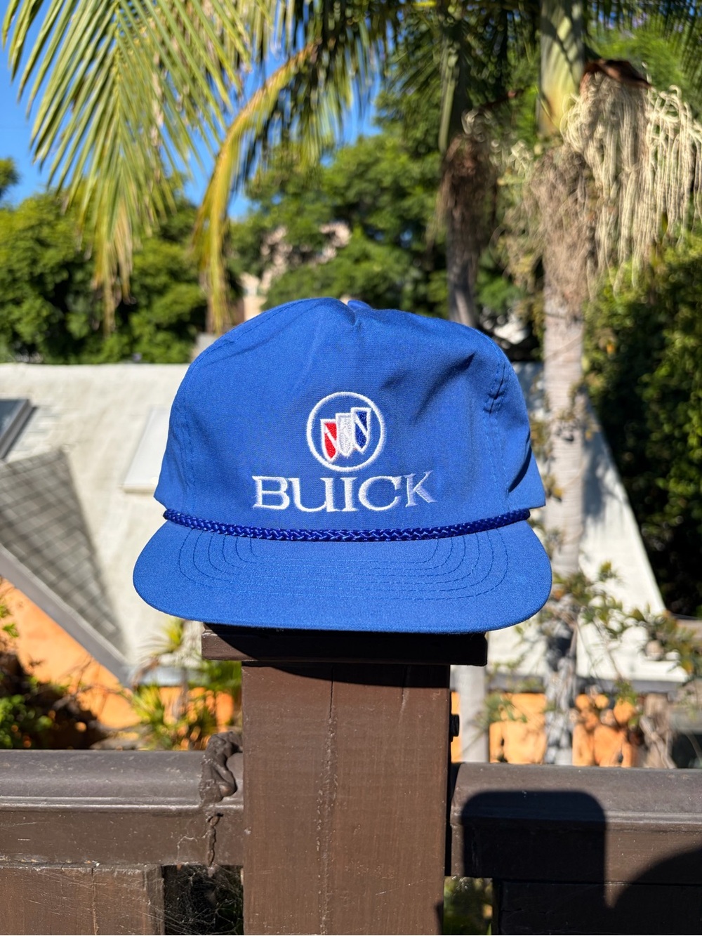 Vintage 90s Buick Rope Hat Strapback Cap Blue Tri Shield Logo Otto Dealership